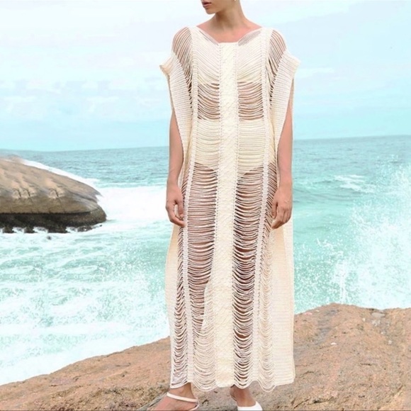 Lux Thred Shea Maxi Dress And Coverup In Bone - Picture 2 of 4